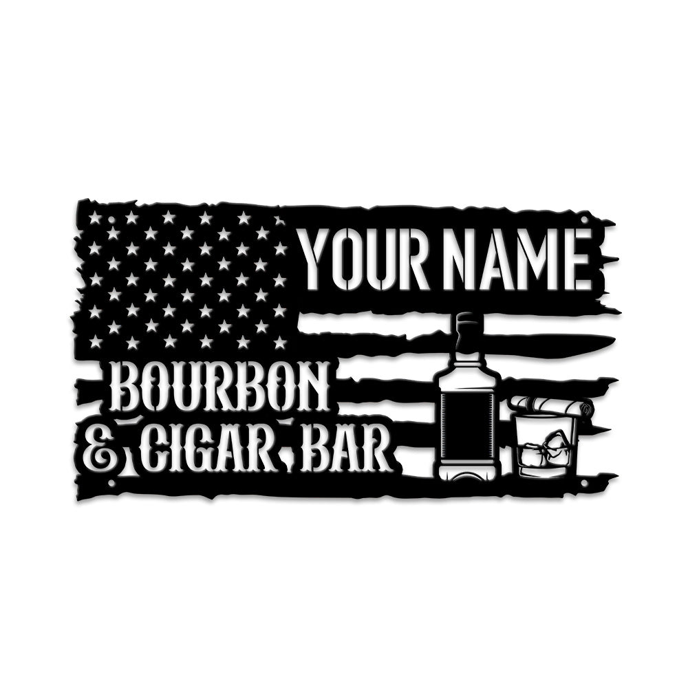 MeMate Bourbon Bar Sign for Bar Decoration, Indoor Outdoor Bar Decor, Personalized Metal Sign for Bar, Custom Name Signs for Bar, Large Metal Sign for Outside, Home Bar Gifts