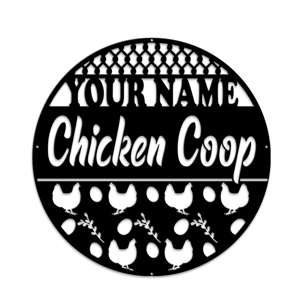 MeMate Chicken Coop Signs, Personalized Name Sign for Chicken Coops, Chicken Coop Signs for Farmhouse Decoration, Hen House Decor, Metal Signs Outdoor Decor, 8-24 inches Large Metal Sign, Farm Sign, Housewarming Gifts
