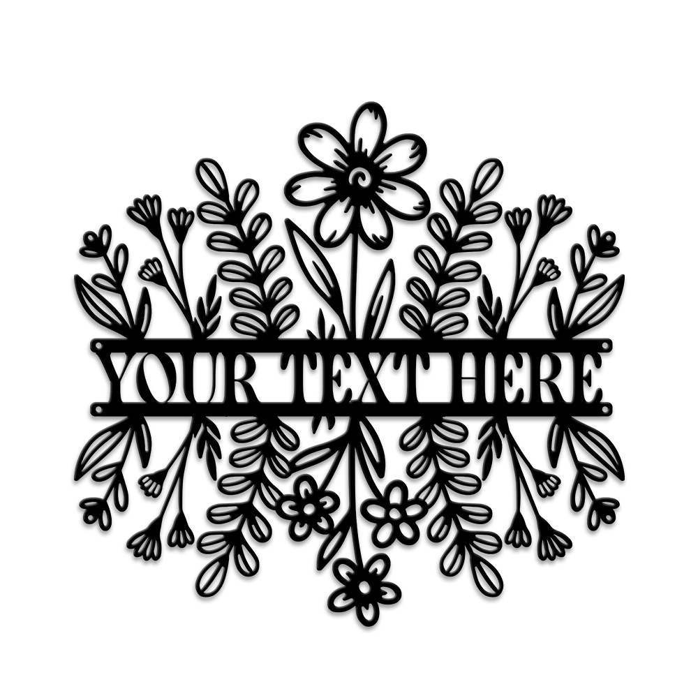 MeMate Flowers Garden Sign, Custom Name Sign Metal for Flowers Lovers, Garden Sign to Personalize, Flowers Art Decorations, Personalized Flowers Sign, 8-24 inches Large Metal Sign, Housewarming Gifts