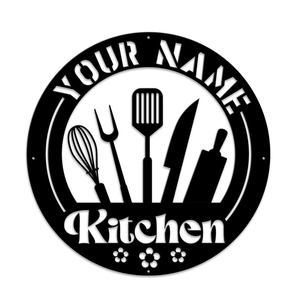 MeMate Kitchen Sign, Personalized Metal Name Signs, Custom Kitchen Sign for Indoor Kitchen Home Wall Décor, Kitchen Signs for Home Decor, Housewarming Gift for Mom Wife Grandmother Friend Family