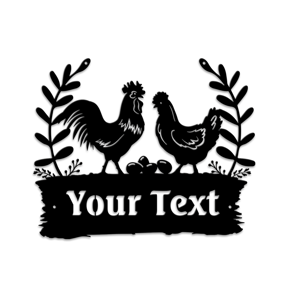 MeMate Personalized Name Outdoor Sign, Chicken Coop Signs, Chicken Metal Sign, Hen House Outdoor Décor, Housewarming Gift for Family Friend