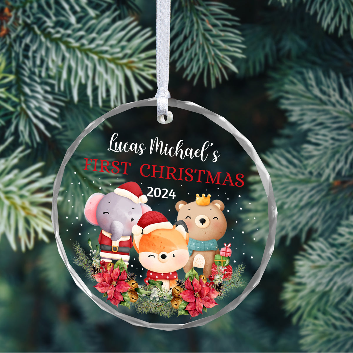 MeMate Baby's First Christmas Ornament 2024, Personalized Baby Ornaments with Name, Baby Ornament for Boys Girls, Christmas Baby Keepsakes for Newborn Infant Son Daughter