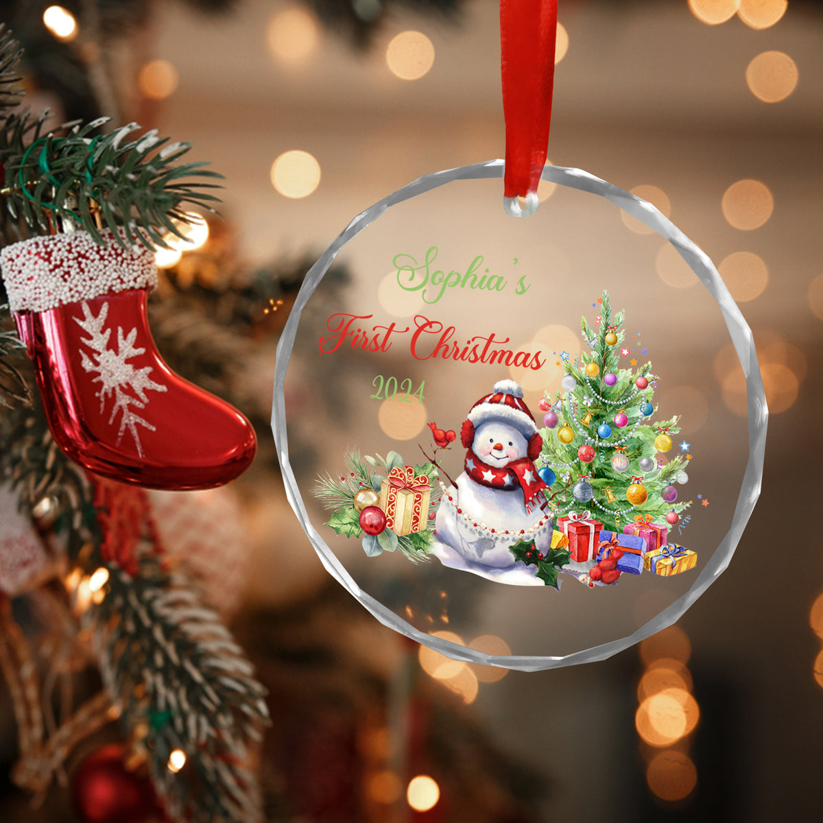MeMate Baby's First Christmas Ornament 2024, Personalized Baby Ornaments with Name, Baby Ornament for Boys Girls, Christmas Baby Keepsakes for Newborn Infant Son Daughter