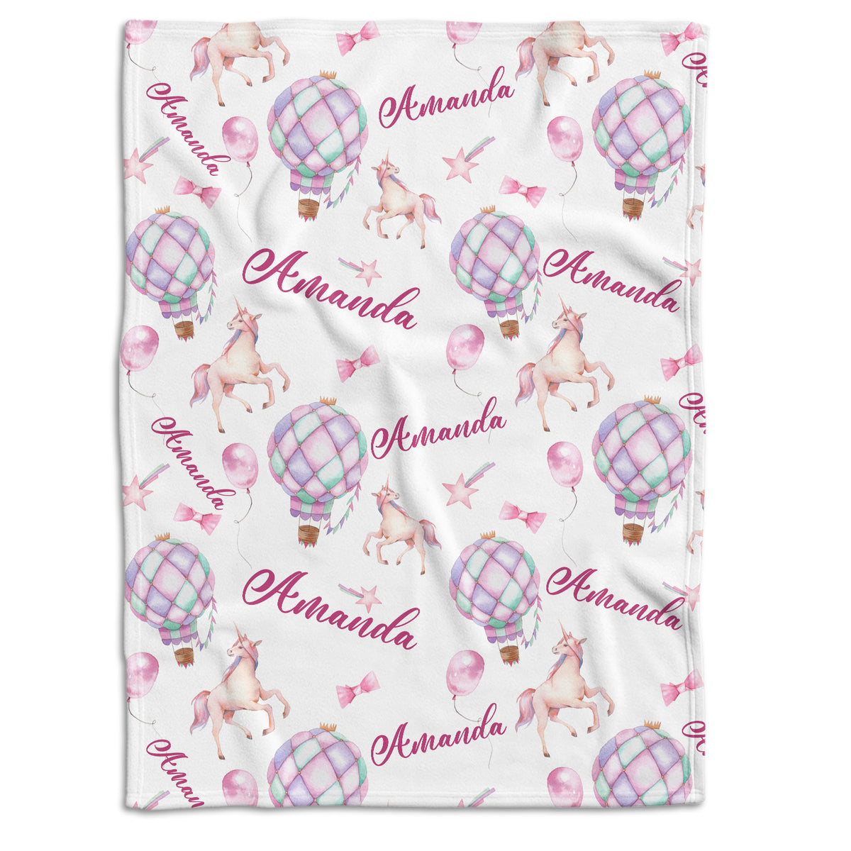 Personalized Pink Airballoon Baby Blankets for Girls, Baby Girl Blanket with Name, Custom Name Baby Blanket, Pink Blankets for Daughter, Swaddle Blanket, Fleece Blanket for Newborn Toddlers Kids
