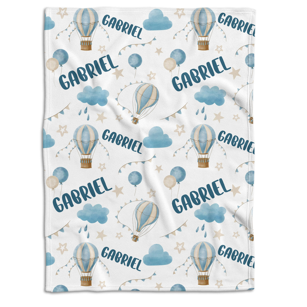 Personalized Blue Airballoon Baby Blankets for Girls, Baby Girl Blanket with Name, Custom Name Baby Blanket, Blue Blankets for Daughter, Swaddle Blanket, Fleece Blanket for Newborn Toddlers Kids