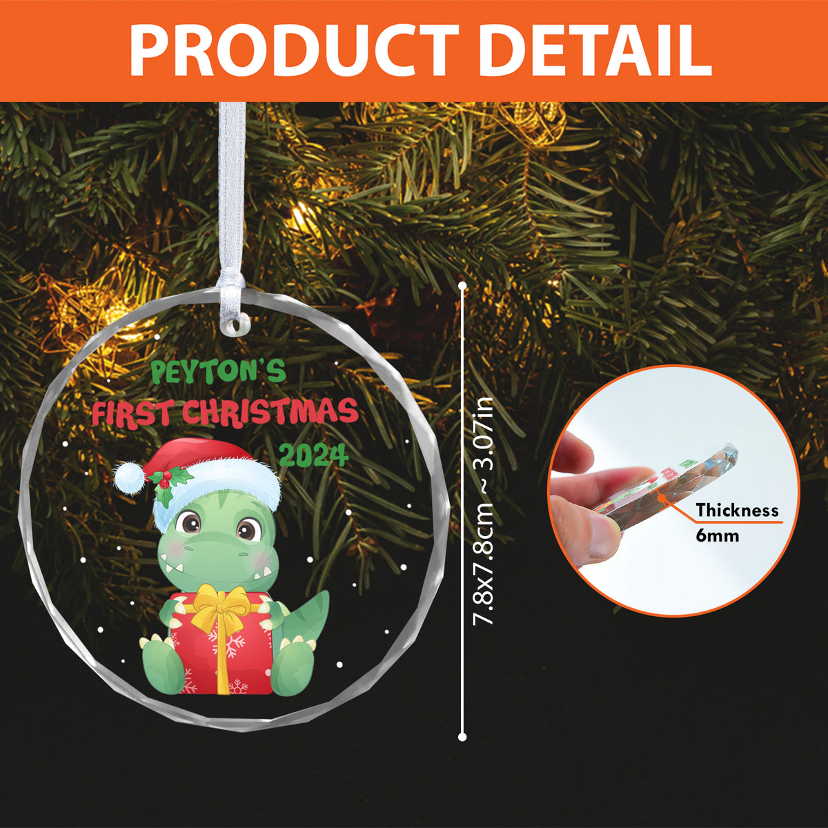 MeMate Baby's First Christmas Ornament 2024, Personalized Baby Ornaments with Name, Baby Ornament for Boys Girls, Christmas Baby Keepsakes for Newborn Infant Son Daughter