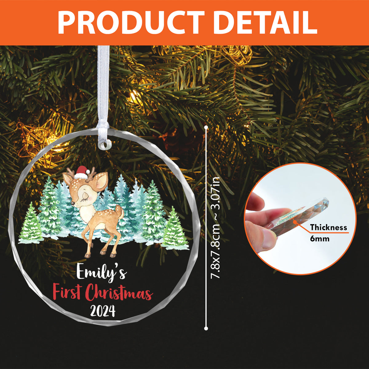 MeMate Baby's First Christmas Ornament 2024, Personalized Baby Ornaments with Name, Baby Ornament for Boys Girls, Christmas Baby Keepsakes for Newborn Infant Son Daughter