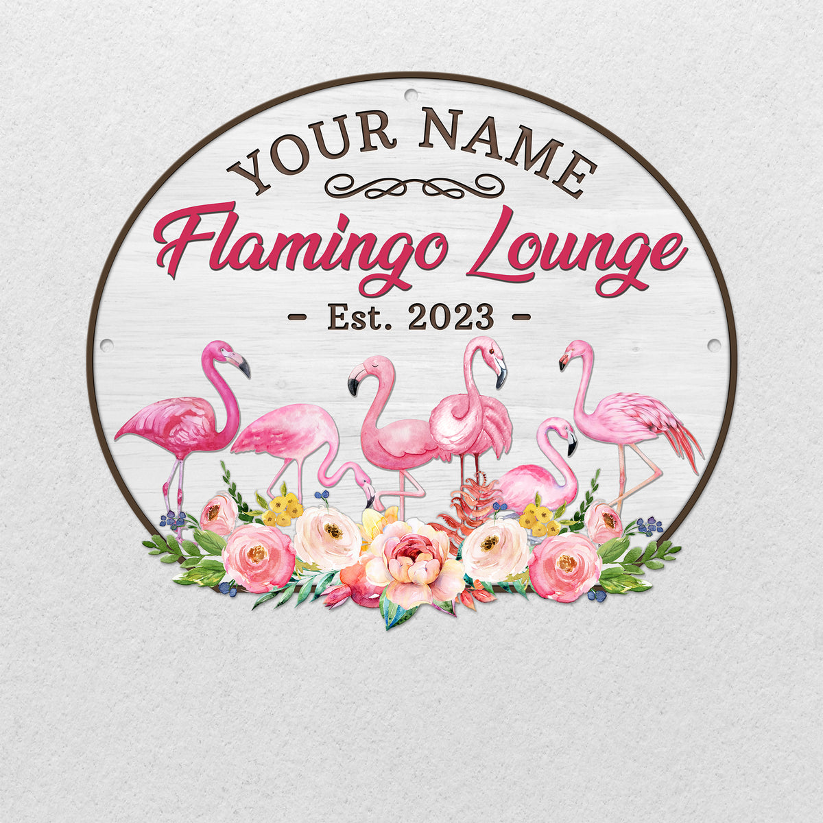 MeMate Flamingo House Metal Sign, Flamingo Lounge Signs, Flamingo House Outdoor Décor, Personalized Flamingo Tropical Sign, Flamingo Metal Sign Housewarming Gift for Family Friend