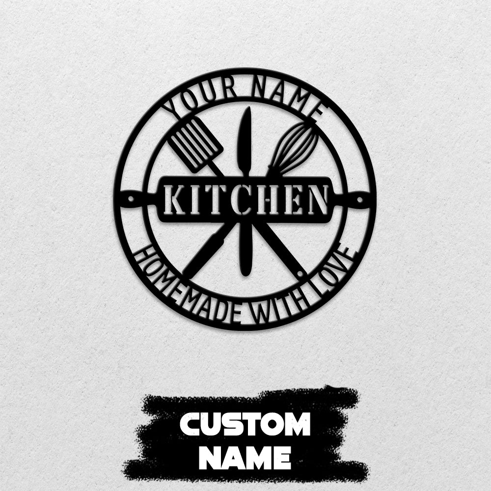 MeMate Kitchen Sign, Personalized Metal Name Signs, Custom Kitchen Sign for Indoor Kitchen Home Wall Décor, Kitchen Signs for Home Decor, Housewarming Gift for Mom Wife Grandmother Friend Family
