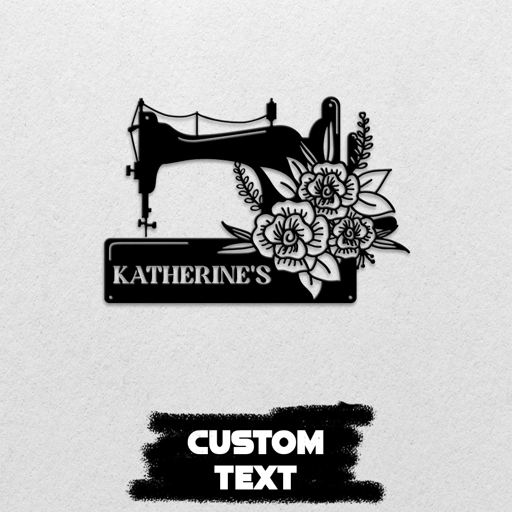 MeMate Sewing Room Sign, Custom Craft Room Décor Metal Signs for Women, Retro Style Craft Room, Personalized Sewing Door Signs, Vintage Plaque for Sewing Room, Quilting Room Decoration (Flowers)
