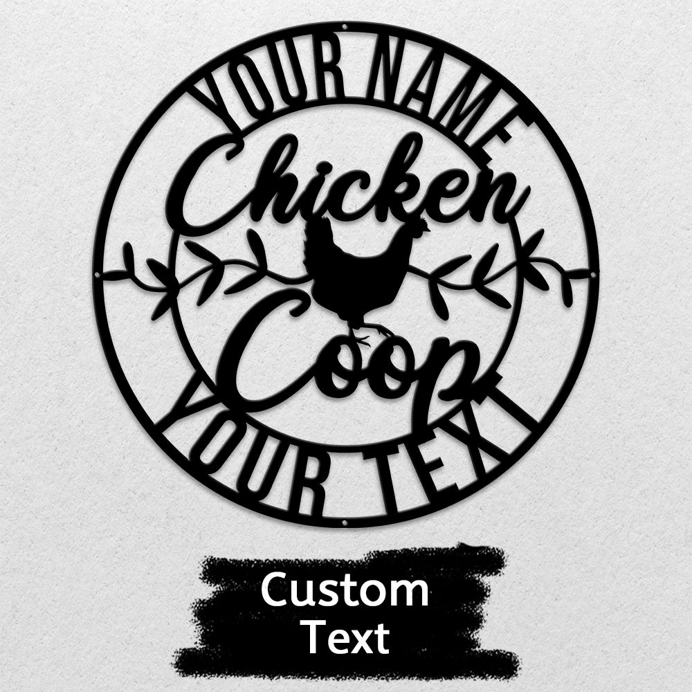 MeMate Chicken Coop Signs, Chicken Metal Sign, Personalized Name Outdoor Sign, Hen House Outdoor Décor, Housewarming Gift for Family Friend