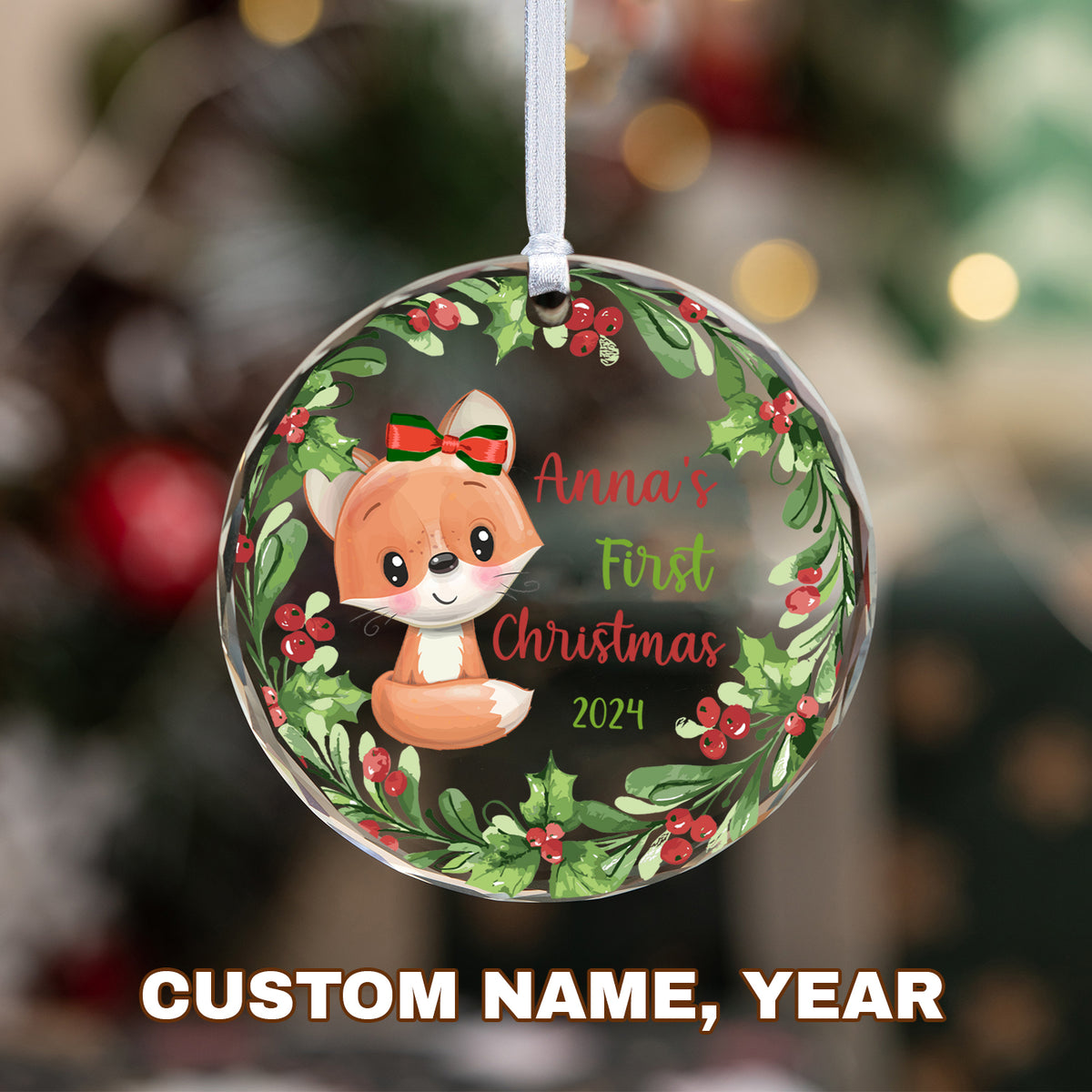 MeMate Baby's First Christmas Ornament 2024, Personalized Baby Ornaments with Name, Baby Ornament for Boys Girls, Christmas Baby Keepsakes for Newborn Infant Son Daughter