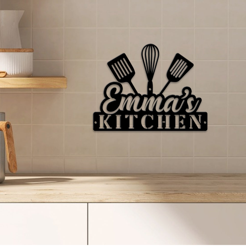 MeMate Kitchen Sign, Personalized Metal Name Signs, Custom Kitchen Sign for Indoor Kitchen Home Wall Décor, Kitchen Signs for Home Decor, Housewarming Gift for Mom Wife Grandmother Friend Family