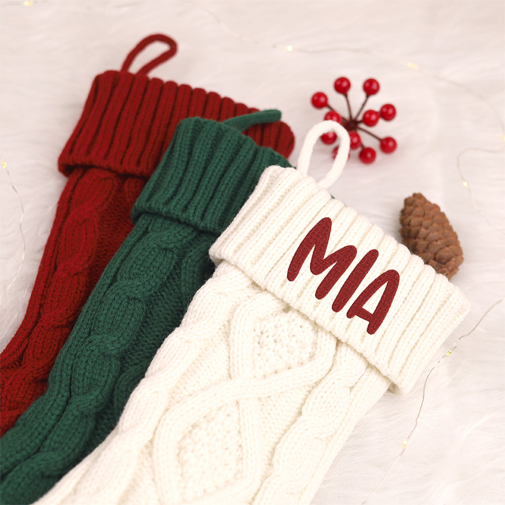 MeMate Christmas Stockings 2024, Embroidered Christmas Stocking, Personalized Christmas Stocking with Name, Custom Knitted Stockings, Family Christmas Stockings, Holiday Stockings