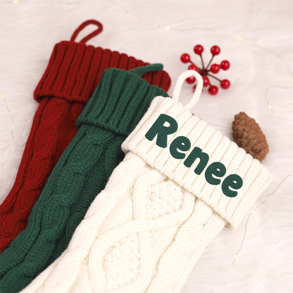 MeMate Christmas Stockings 2024, Embroidered Christmas Stocking, Personalized Christmas Stocking with Name, Custom Knitted Stockings, Family Christmas Stockings, Holiday Stockings
