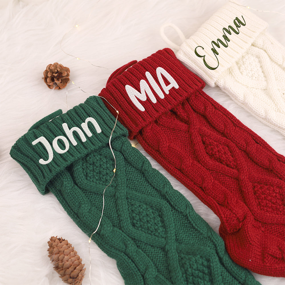 MeMate Christmas Stockings 2024, Embroidered Christmas Stocking, Personalized Christmas Stocking with Name, Custom Knitted Stockings, Family Christmas Stockings, Holiday Stockings
