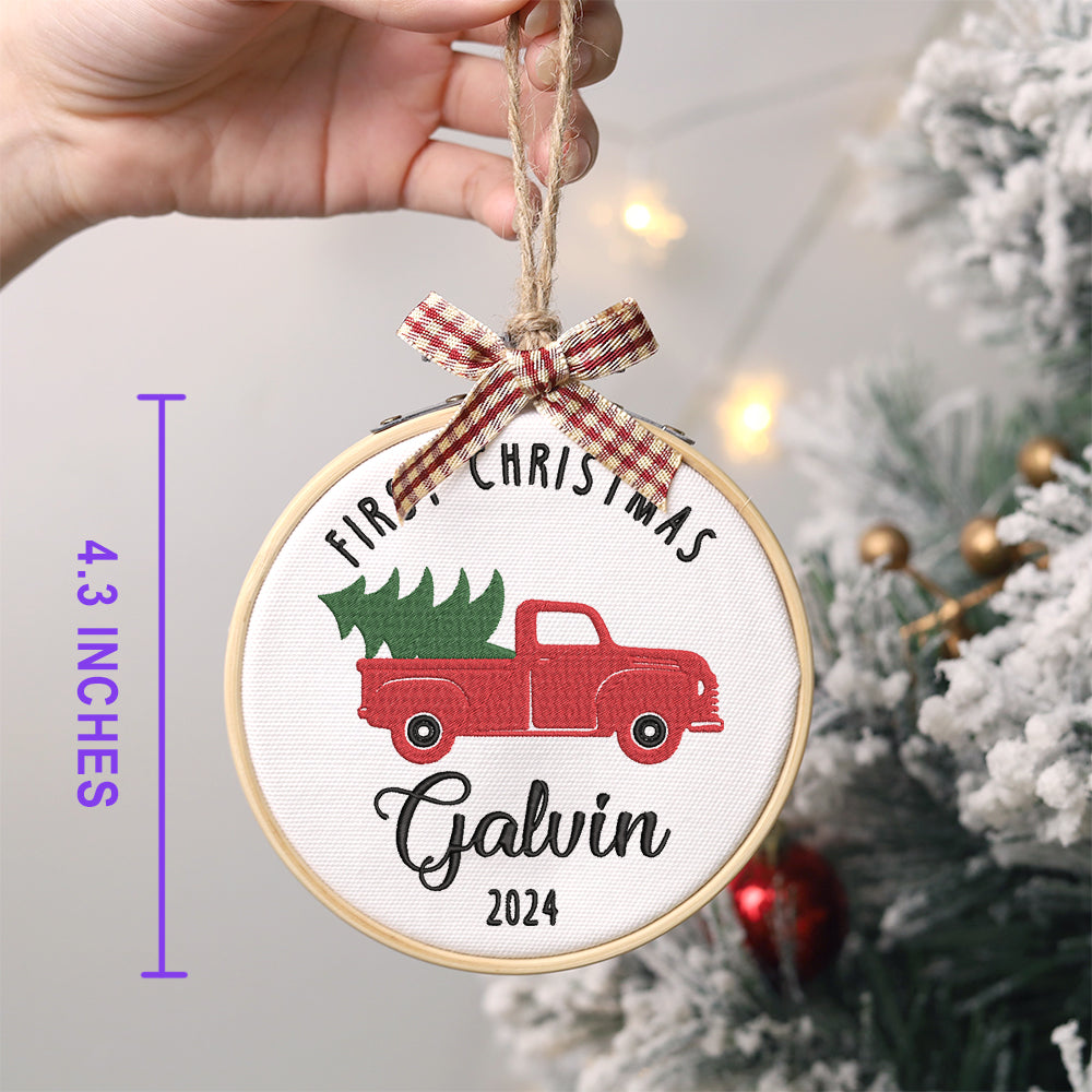 MeMate EMBROIDERED Christmas Baby Ornaments, DIY First Christmas Ornament, Personalized Christmas Ornament, Hand Made Ornament with BOW, Personalized Baby Ornament 2024, Christmas Tree Décor, New Baby Gift
