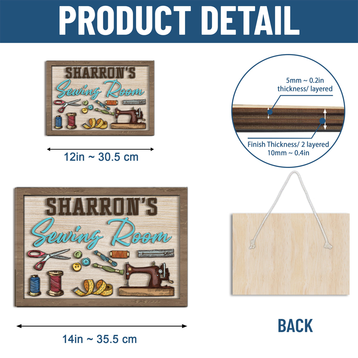 MeMate Sewing Room Sign for Home Decor, Personalized Sewing Door Signs, Craft Room Decor 2 Layers Signs for Women, Vintage Plaque for Sewing Room, Retro Style Craft Room, Quilting Room Decoration…