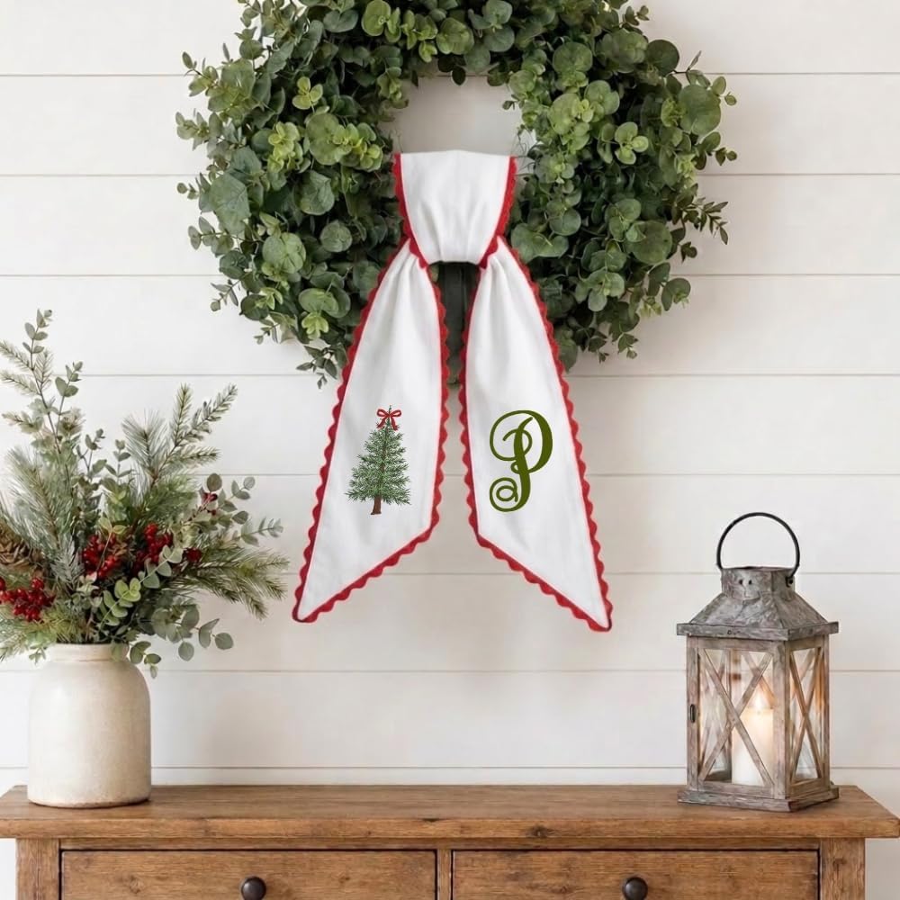 Personalized Christmas Wreath Sash, Custom Monogram Embroidery, 54x5 in - Xmas 06 — photo 7