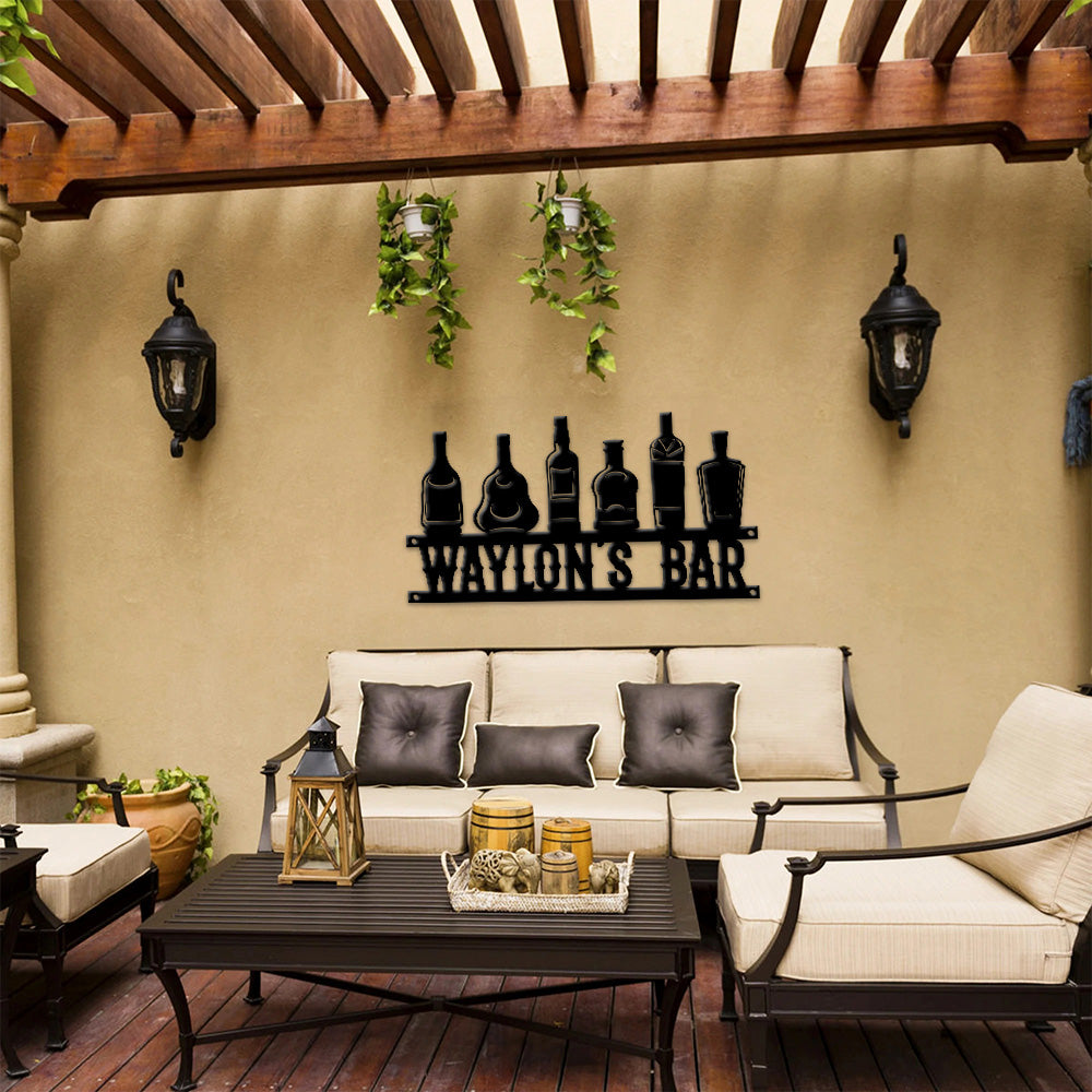 MeMate Wine Bar Sign for Bar Decoration, Indoor Outdoor Bar Decor, Personalized Metal Sign for Bar, Custom Name Signs for Bar, Large Metal Sign for Outside, Home Bar Gifts
