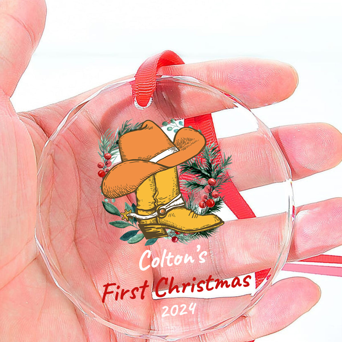 MeMate Baby's First Christmas Ornament 2024, Personalized Baby Ornaments with Name, Baby Ornament for Boys Girls, Christmas Baby Keepsakes for Newborn Infant Son Daughter
