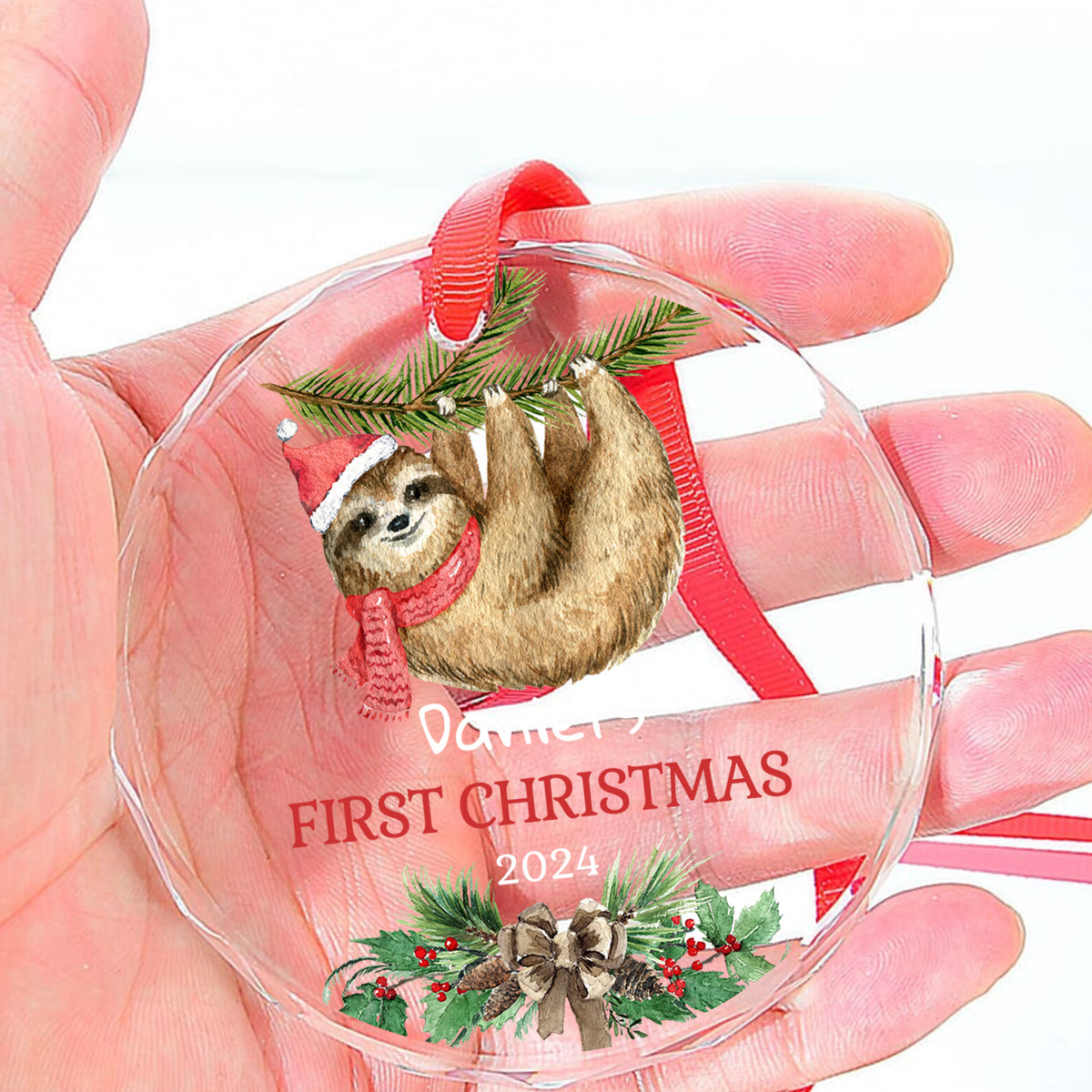 MeMate Baby's First Christmas Ornament 2024, Personalized Baby Ornaments with Name, Baby Ornament for Boys Girls, Christmas Baby Keepsakes for Newborn Infant Son Daughter