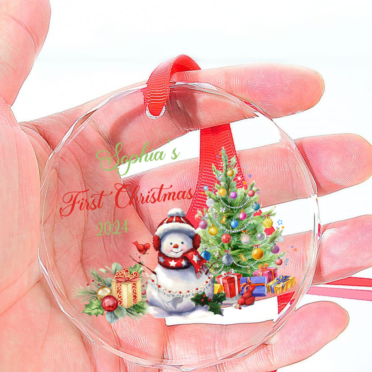 MeMate Baby's First Christmas Ornament 2024, Personalized Baby Ornaments with Name, Baby Ornament for Boys Girls, Christmas Baby Keepsakes for Newborn Infant Son Daughter