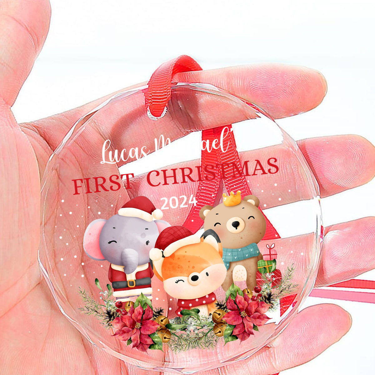 MeMate Baby's First Christmas Ornament 2024, Personalized Baby Ornaments with Name, Baby Ornament for Boys Girls, Christmas Baby Keepsakes for Newborn Infant Son Daughter