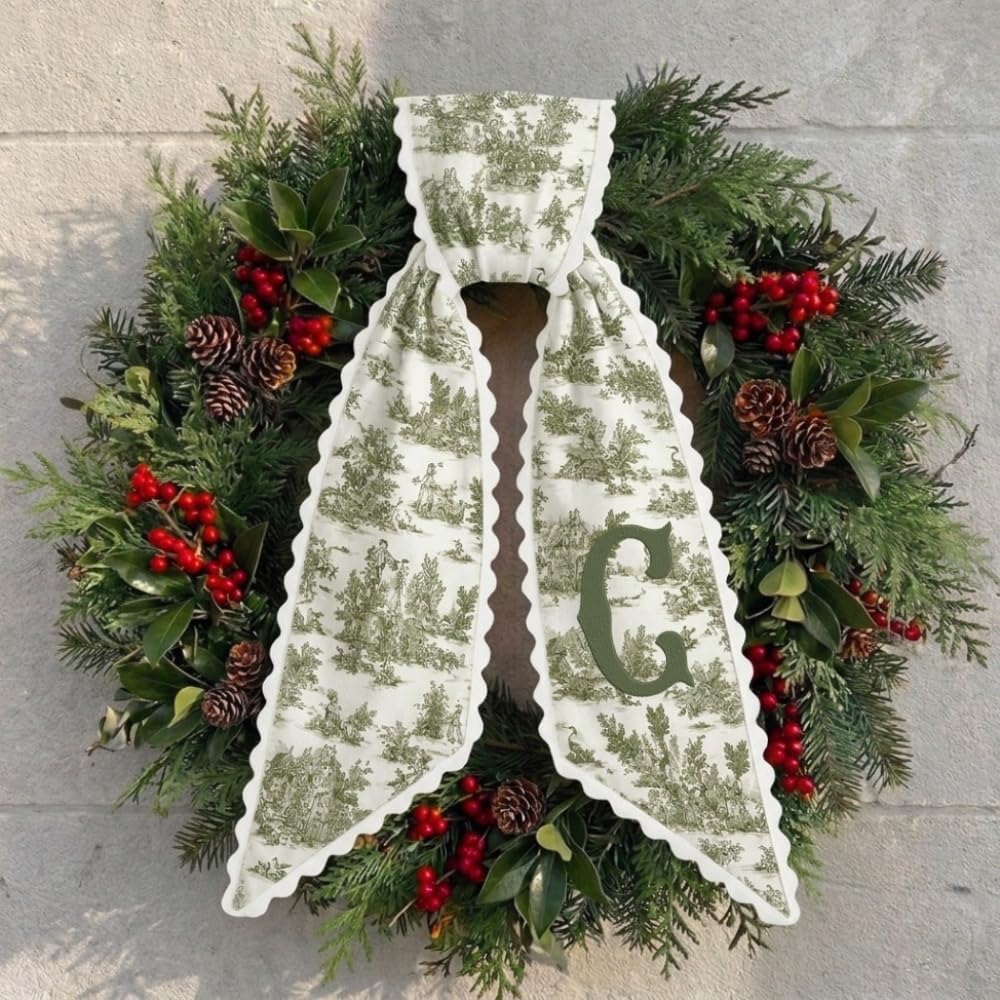 Personalized Christmas Wreath Sash, Custom Monogram Embroidery, 54x5 in - Colorful Christmas Tree — photo 6