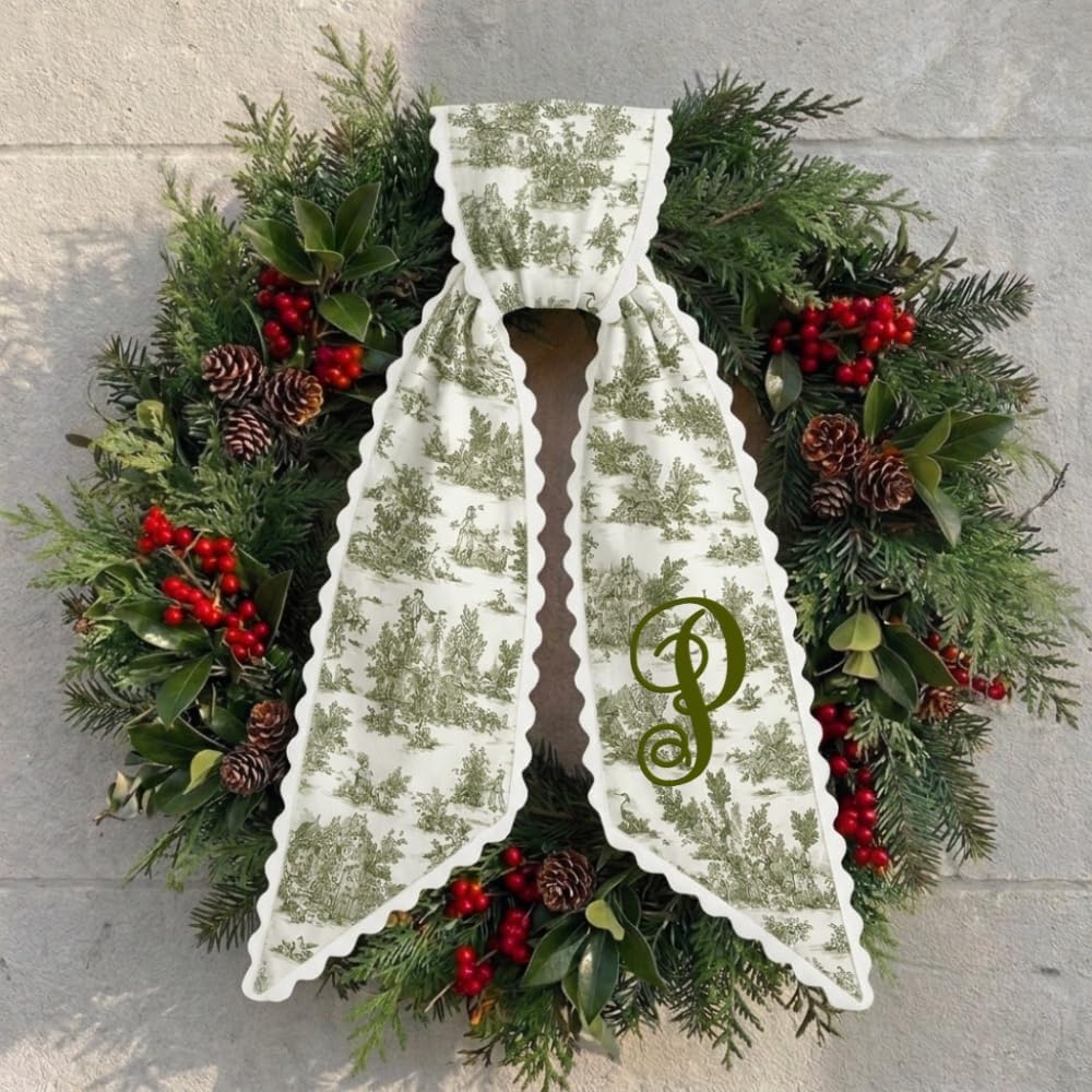 Personalized Christmas Wreath Sash, Custom Monogram Embroidery, 54x5 in - Xmas 10 — photo 6