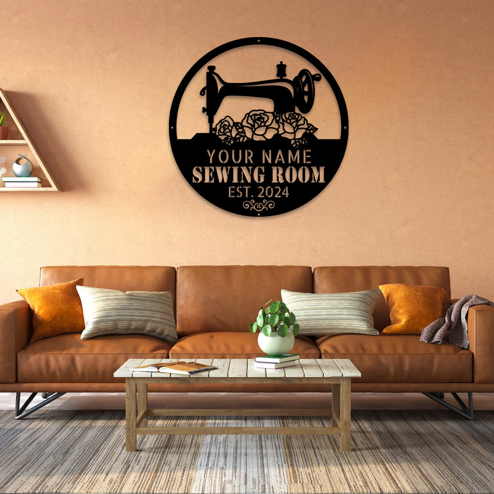 MeMate Metal Sewing Room Sign 5 Sizes for Home Decor, Quilting Room Decoration, Personalized Sewing Room Door Signs, Custom Sewing Room Décor for Women, Retro Style Craft Room, Vintage Plaque for Sewing Room