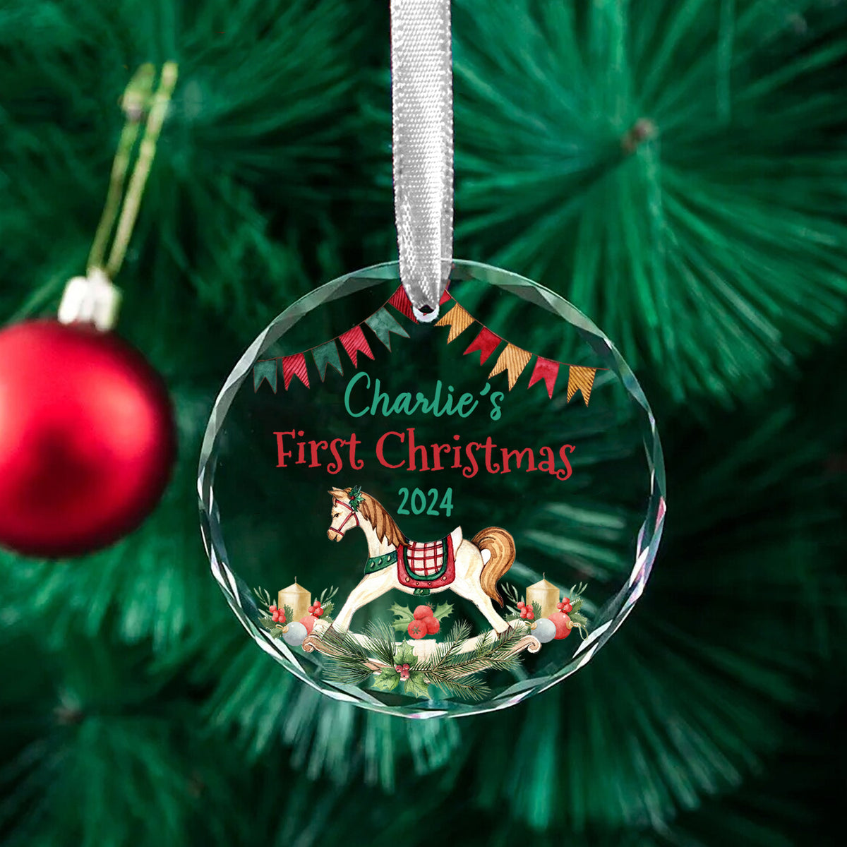 MeMate Baby's First Christmas Ornament 2024, Personalized Baby Ornaments with Name, Baby Ornament for Boys Girls, Christmas Baby Keepsakes for Newborn Infant Son Daughter