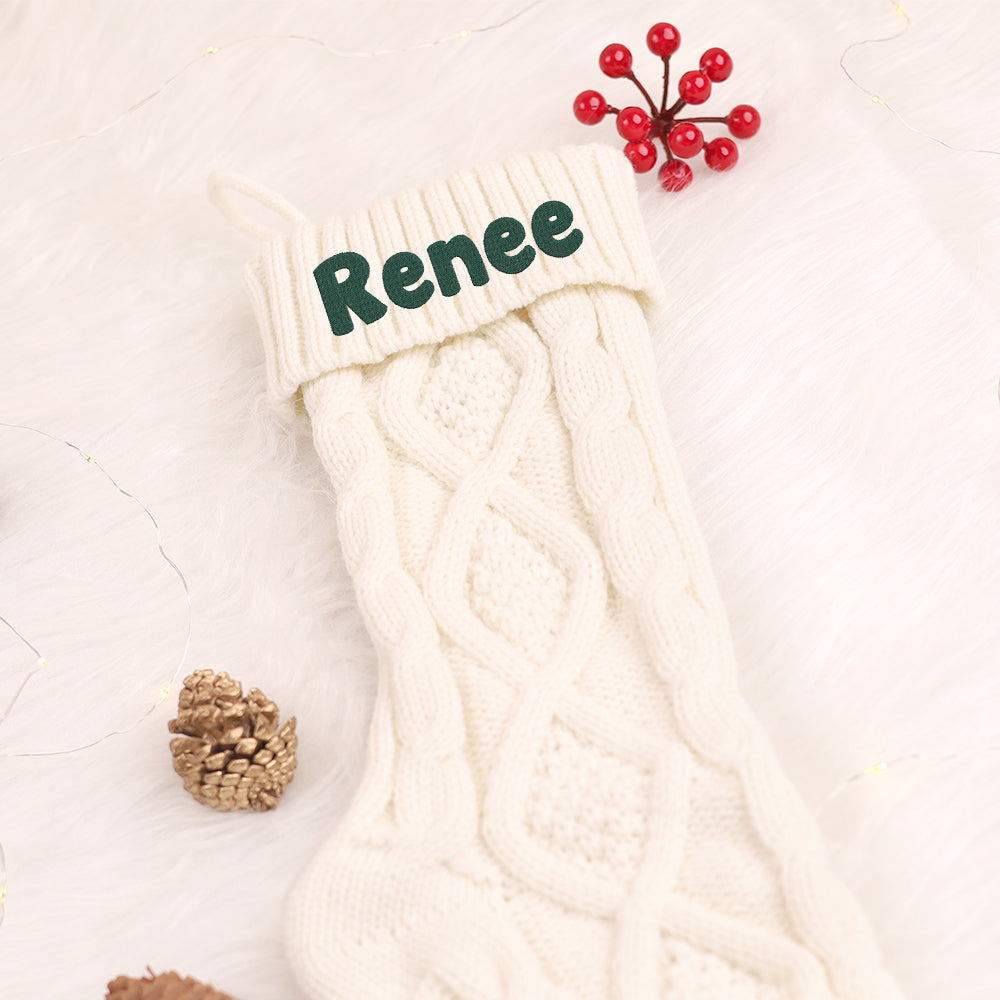MeMate Christmas Stockings 2024, Embroidered Christmas Stocking, Personalized Christmas Stocking with Name, Custom Knitted Stockings, Family Christmas Stockings, Holiday Stockings
