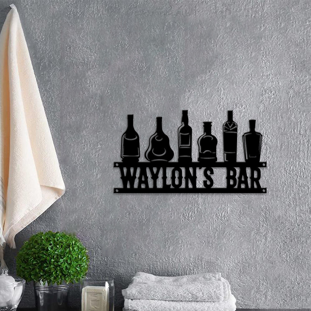MeMate Wine Bar Sign for Bar Decoration, Indoor Outdoor Bar Decor, Personalized Metal Sign for Bar, Custom Name Signs for Bar, Large Metal Sign for Outside, Home Bar Gifts