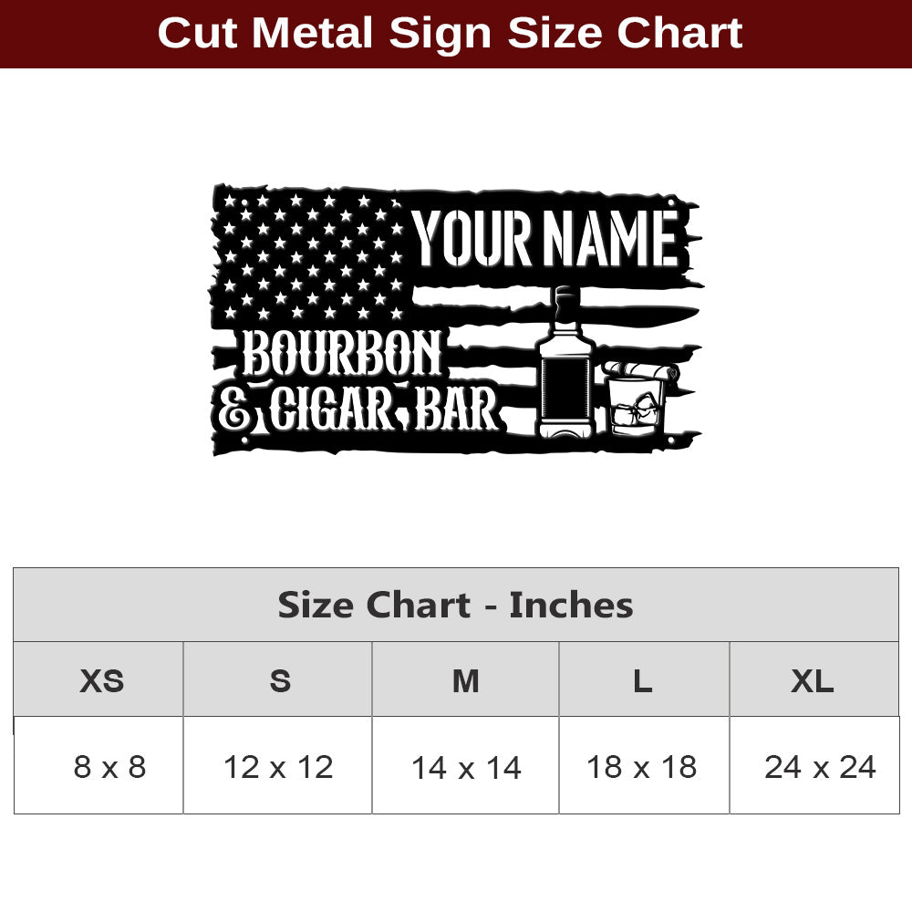 MeMate Bourbon Bar Sign for Bar Decoration, Indoor Outdoor Bar Decor, Personalized Metal Sign for Bar, Custom Name Signs for Bar, Large Metal Sign for Outside, Home Bar Gifts