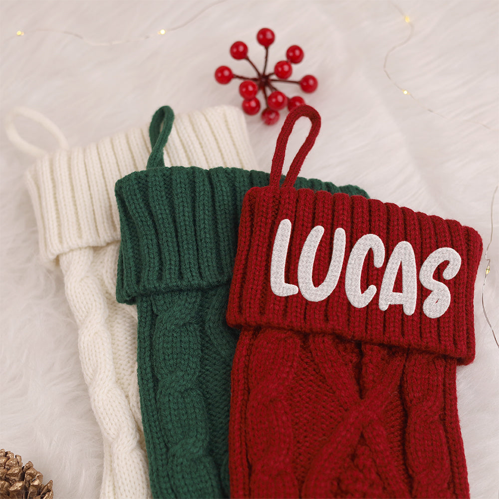 MeMate Christmas Stockings 2024, Embroidered Christmas Stocking, Personalized Christmas Stocking with Name, Custom Knitted Stockings, Family Christmas Stockings, Holiday Stockings