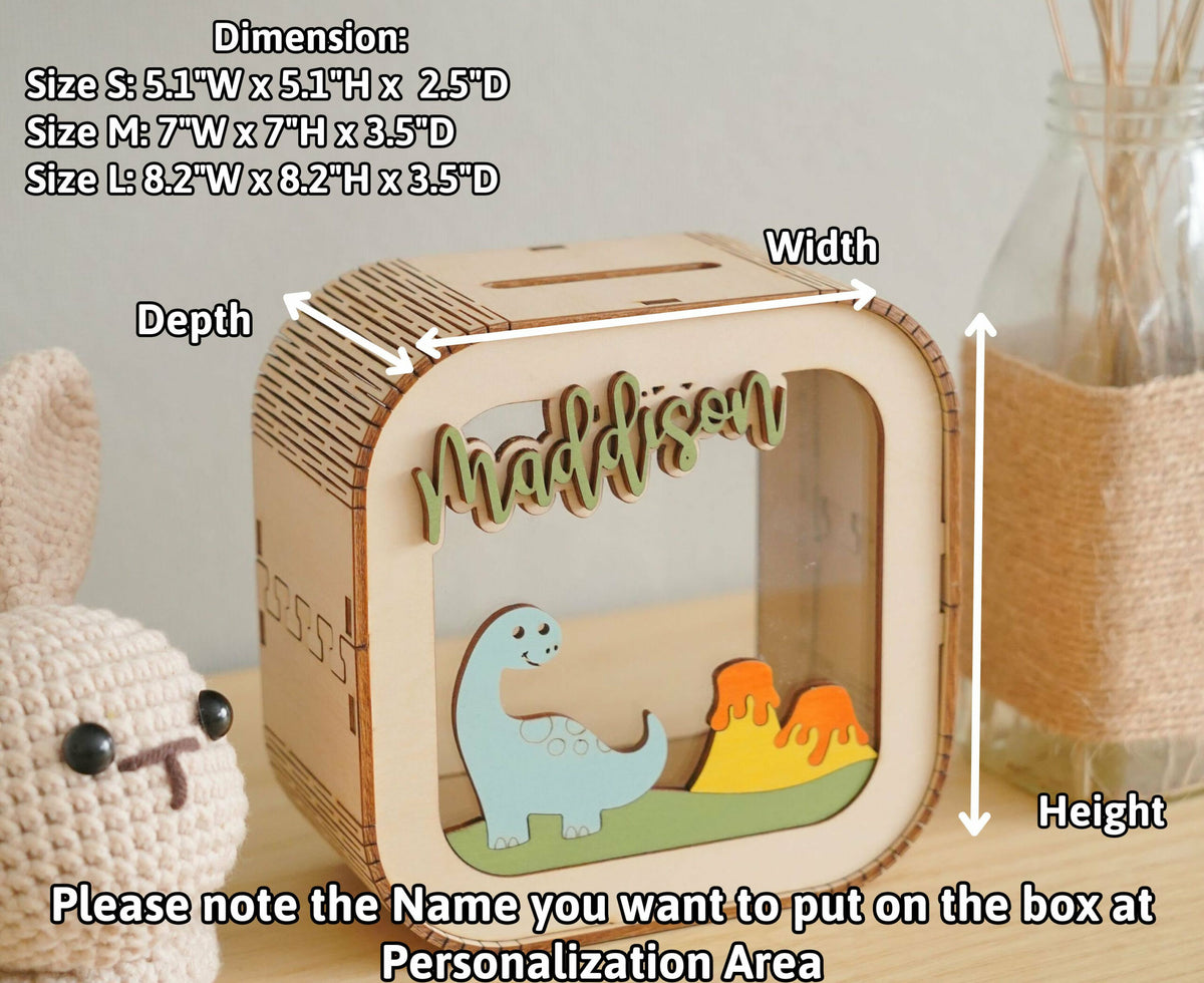 MeMate Personalized Piggy Bank, Name Piggy Bank, Custom Piggy Bank, Kids Bank, Money Box, Wooden Cash Box, Custom Piggy Bank, Gifts For Kids
