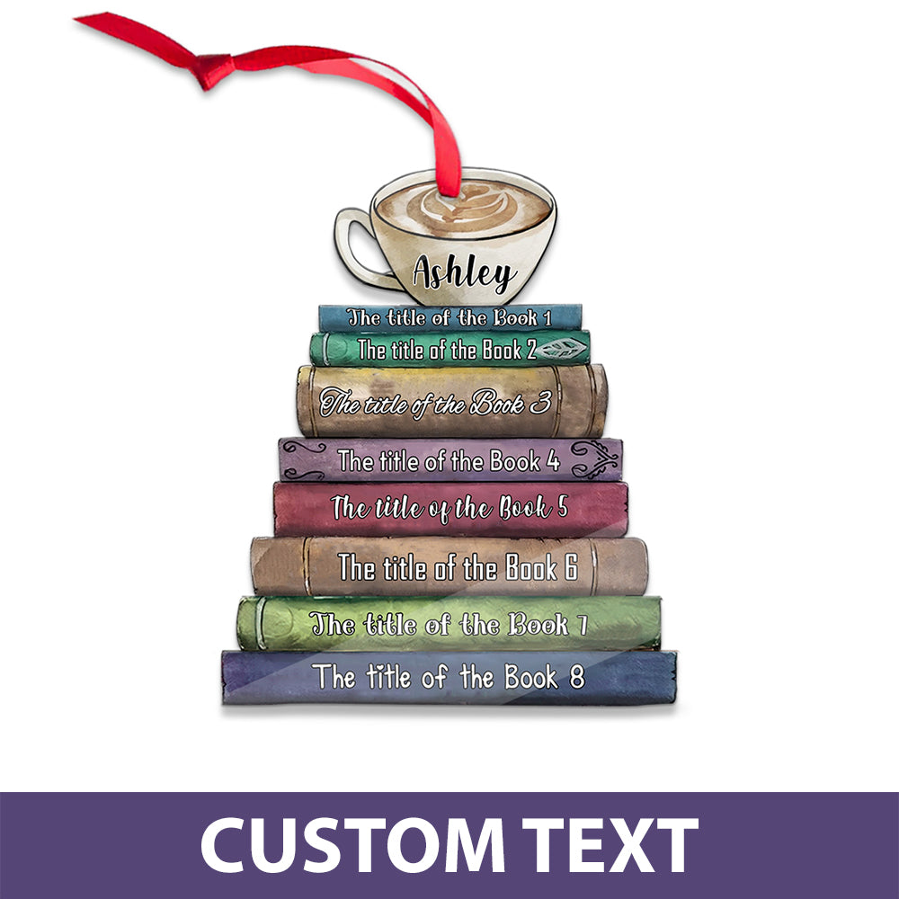 MeMate Personalized Book Ornament, Custom Name and Books Title, Flat Printed Acrylic Ornament Not 3D, Booklovers Ornament, Book Christmas Ornaments Keepsake Decoration for Book Club Family Friends (01)