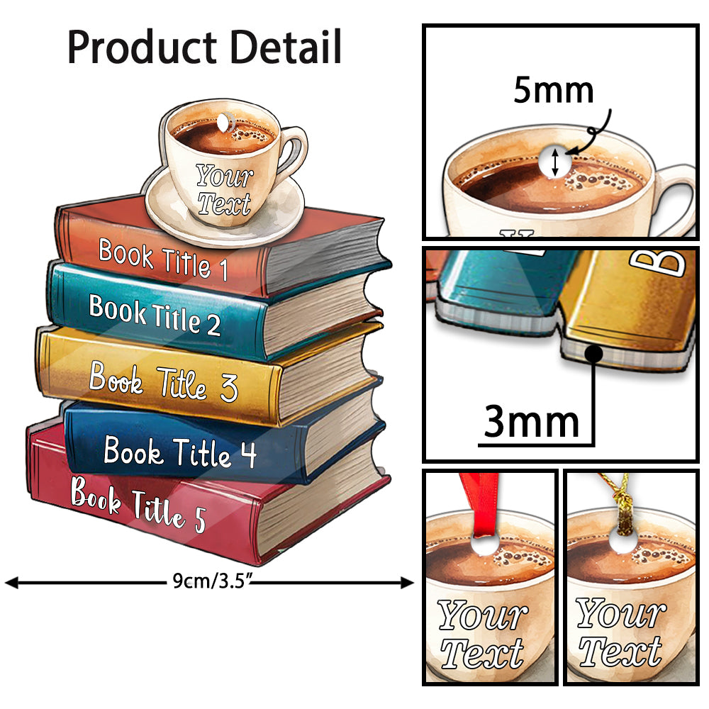 MeMate Personalized Book Ornament, Custom Name and Books Title, Flat Printed Acrylic Ornament Not 3D, Booklovers Ornament, Book Christmas Ornaments Keepsake Decoration for Book Club Family Friends