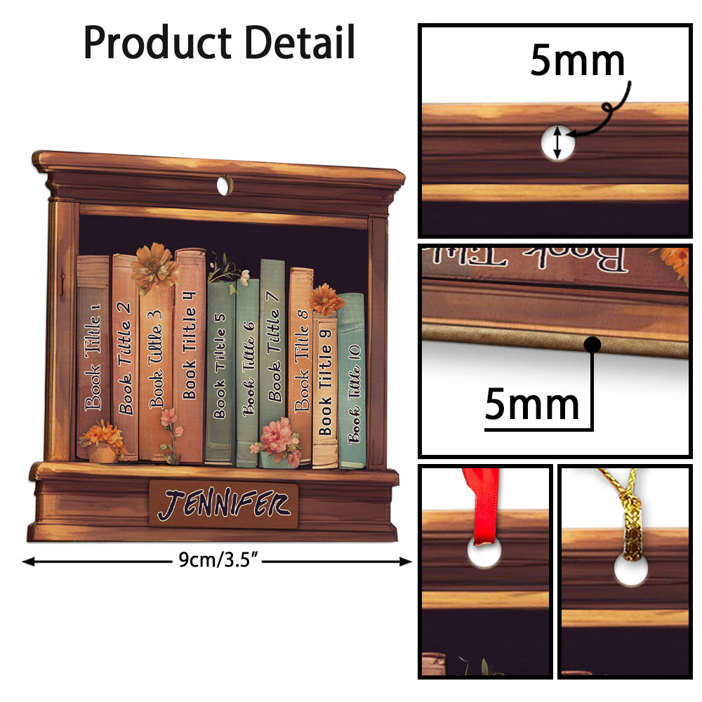 MeMate Personalized Book Ornament, Custom Name and Books Title, Booklovers Ornament, Wooden 2 Layers Book Christmas Ornaments Keepsake Decoration for Book Club Family Friends (02)