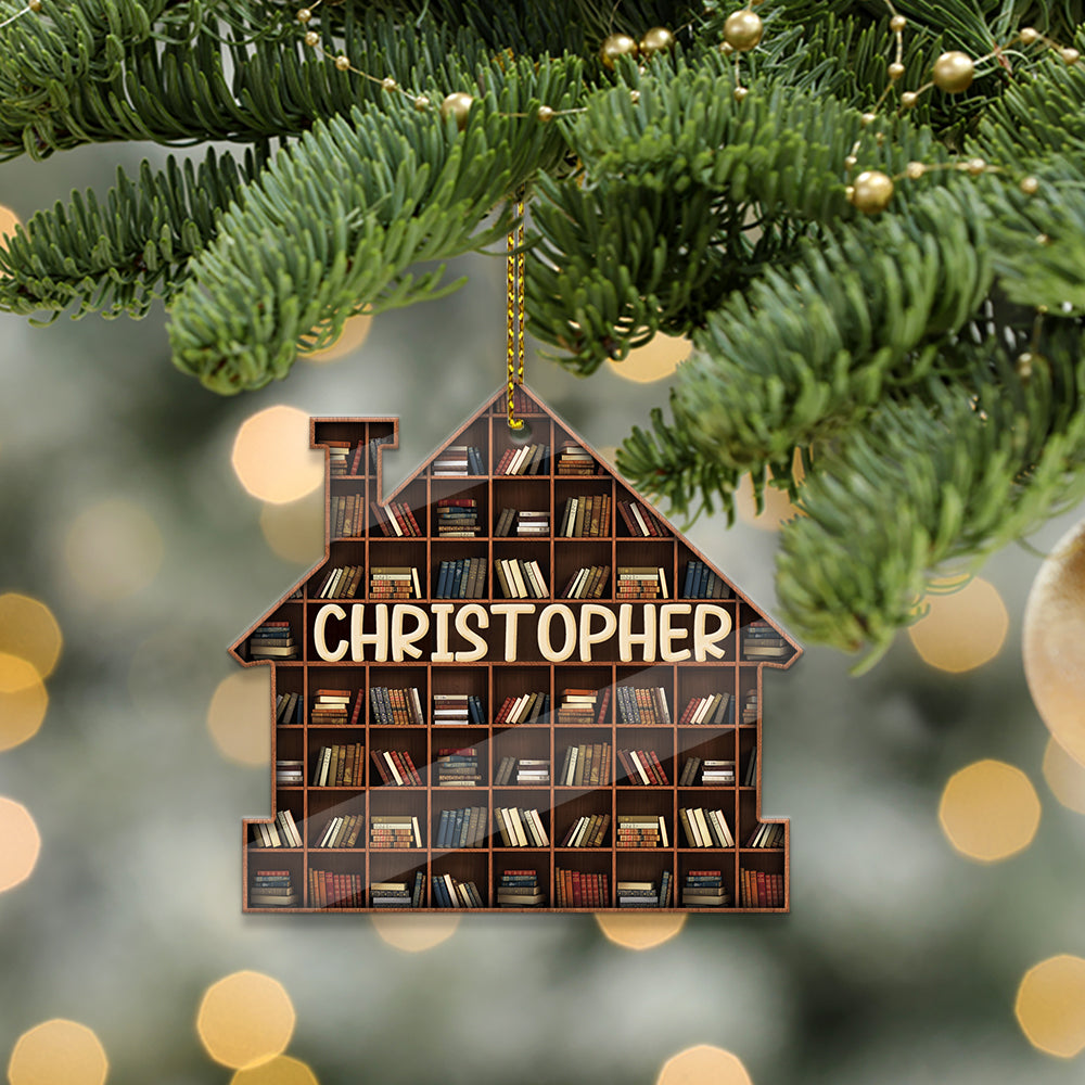MeMate Personalized Book Ornaments, Custom Name and Book Lovers, Flat Printed Acrylic Ornament Not 3D, Booklovers Ornament, Book Christmas Ornaments Keepsake Decoration for Book Club Family Friends