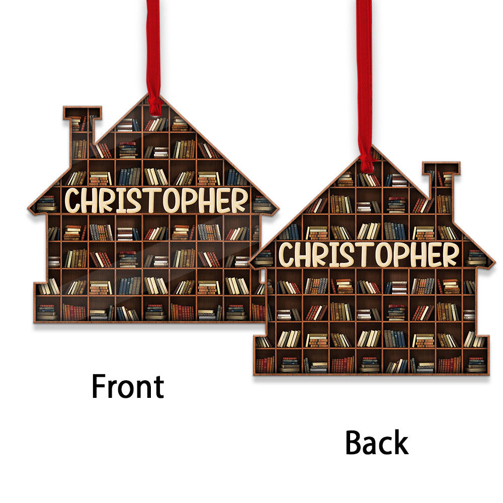 MeMate Personalized Book Ornaments, Custom Name and Book Lovers, Flat Printed Acrylic Ornament Not 3D, Booklovers Ornament, Book Christmas Ornaments Keepsake Decoration for Book Club Family Friends