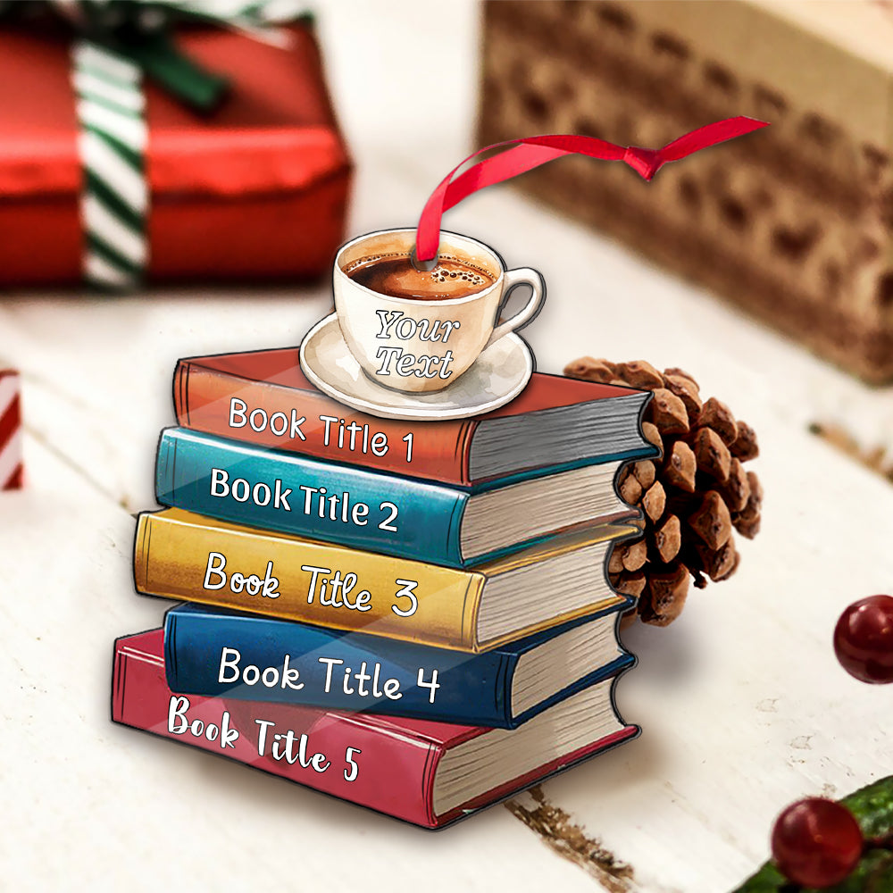 MeMate Personalized Book Ornament, Custom Name and Books Title, Flat Printed Acrylic Ornament Not 3D, Booklovers Ornament, Book Christmas Ornaments Keepsake Decoration for Book Club Family Friends