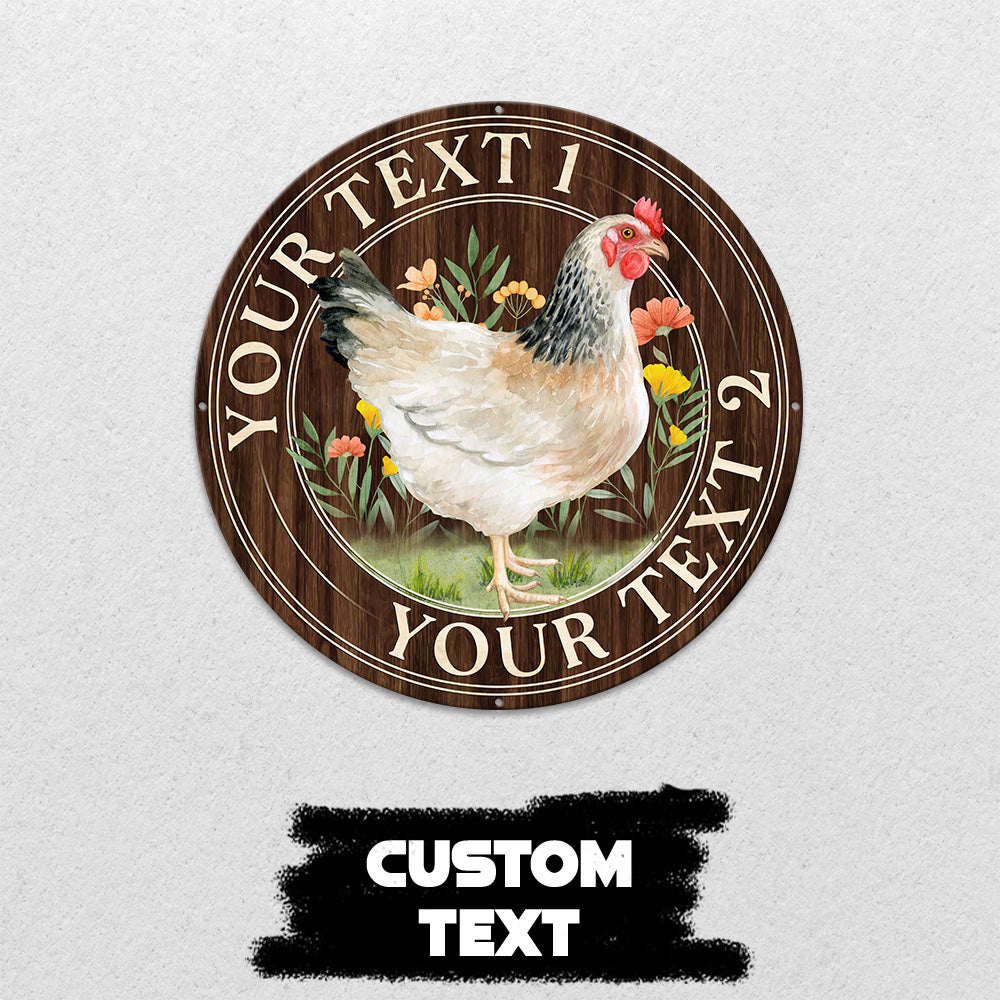 MeMate Chicken Coop Signs for Farmhouse Decoration, Hen House Decor, Metal Signs Outdoor Decor, Personalized Name Sign for Chicken Coops, 8-24 inches Large Metal Sign, Farm Sign, Housewarming Gifts