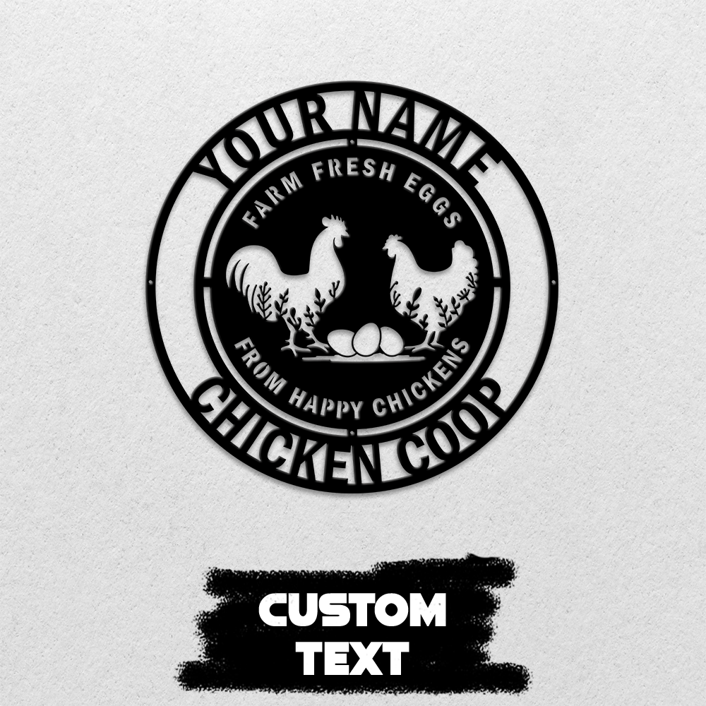 MeMate Chicken Coop Signs, Chicken Metal Sign, Hen House Outdoor Décor, Personalized Name Outdoor Sign, Housewarming Gift for Family Friends
