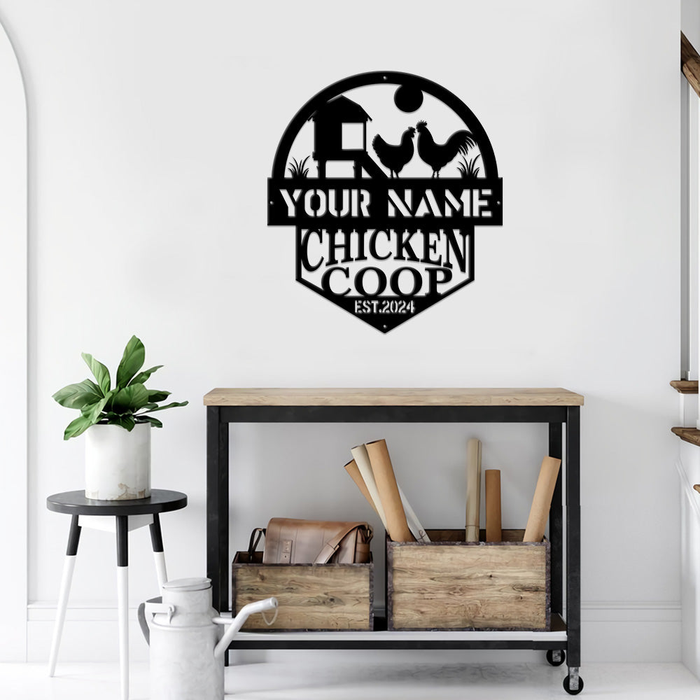 MeMate Chicken Coop Signs, Chicken Coop Signs for Farmhouse Decoration, Metal Signs Outdoor Decor, 8-24 inches Large Metal Sign, Farm Sign, Hen House Decor, Housewarming Gifts
