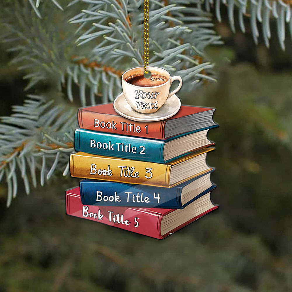 MeMate Personalized Book Ornament, Custom Name and Books Title, Flat Printed Acrylic Ornament Not 3D, Booklovers Ornament, Book Christmas Ornaments Keepsake Decoration for Book Club Family Friends