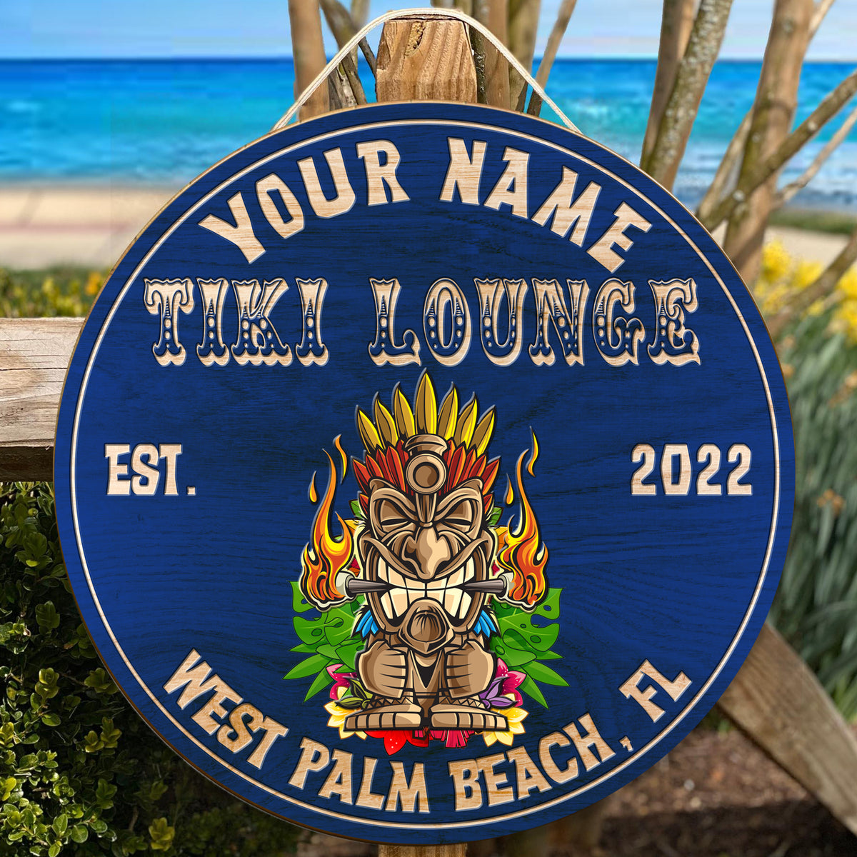 MeMate Tiki Bar Signs Personalized Name Color Wooden Sign Outdoor, Tiki Bar Decor, Customized Tiki Sign, Tiki Lounge Decorations for Wall, Wood Plaque for Backyards Patio Housewarming Gifts