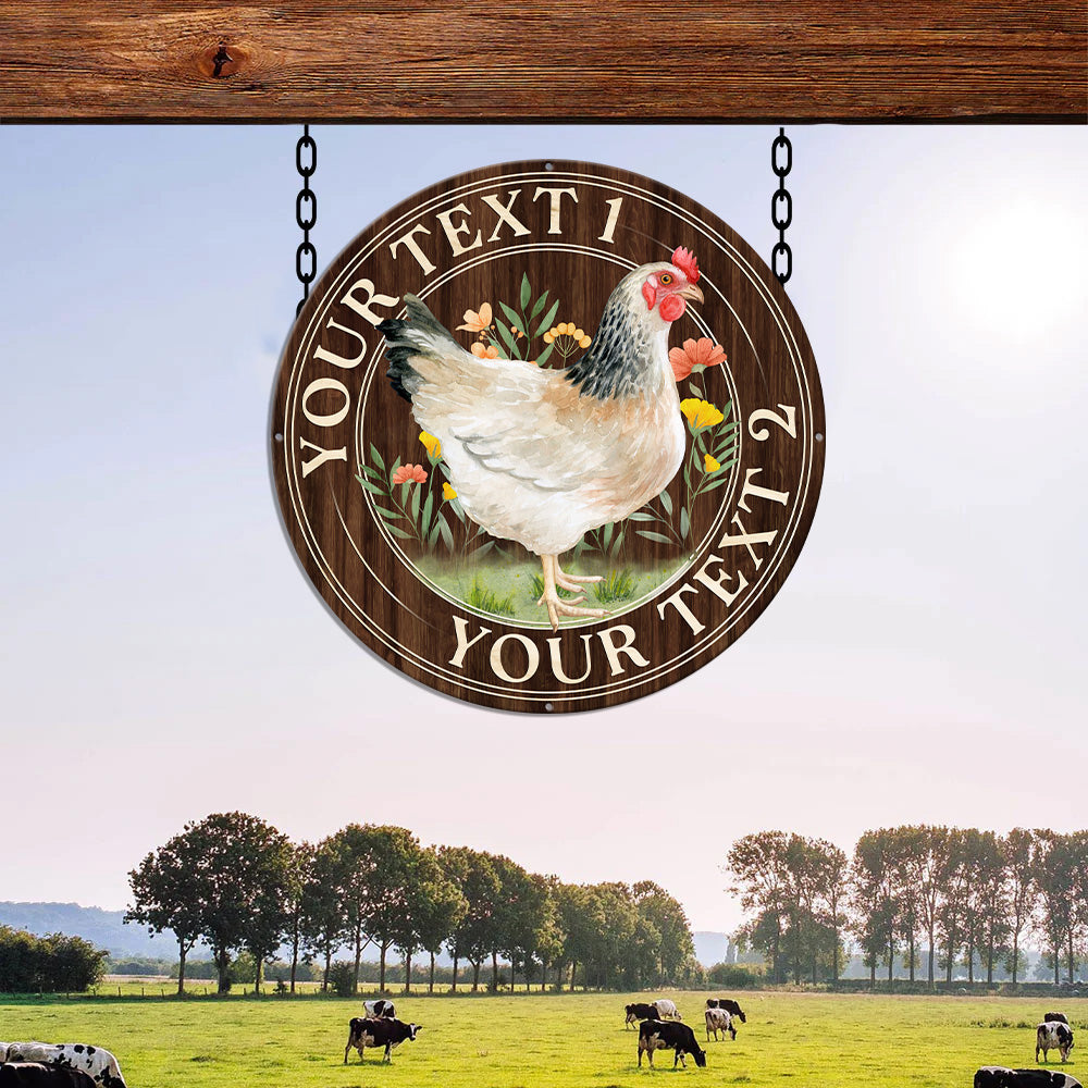 MeMate Chicken Coop Signs for Farmhouse Decoration, Hen House Decor, Metal Signs Outdoor Decor, Personalized Name Sign for Chicken Coops, 8-24 inches Large Metal Sign, Farm Sign, Housewarming Gifts