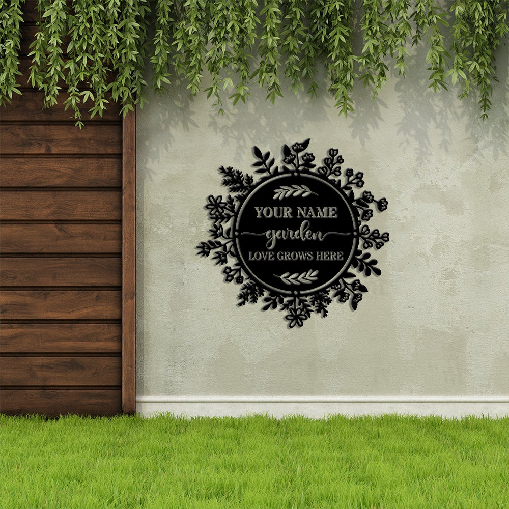 MeMate Personalized Metal Sign Bee, Bee Farm Sign, Custom Garden Metal Signs Outdoor Décor, 8" - 24" Garden Signs Metal, Bee Flowers Garden Signs to Personalize, Shed Shed Sign, Rustic Plaque